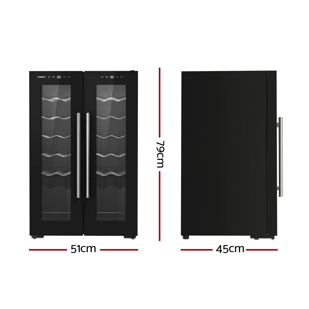 Wine Fridge Cooler Dual Zone 24 Bottles - Appliances > Fridges & Freezers > Wine Fridges - Rivercity House & Home Co. (ABN 18 642 972 209) - Affordable Modern Furniture Australia