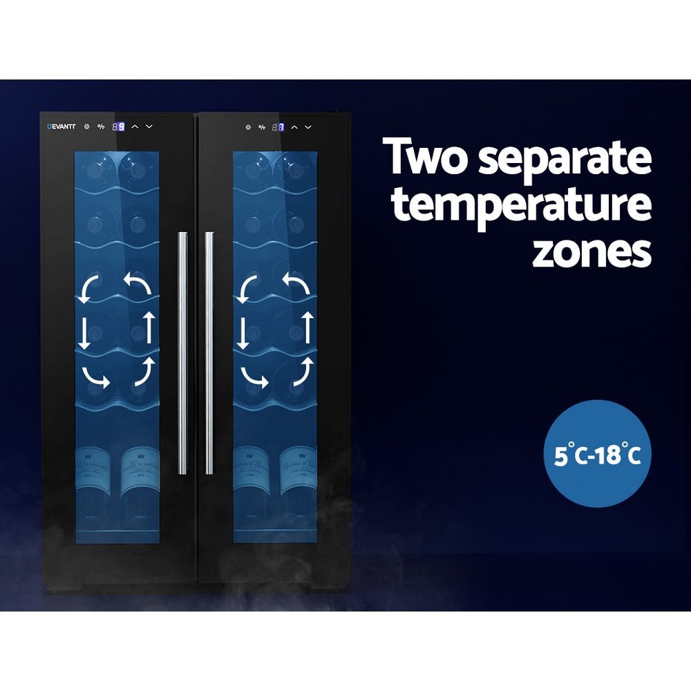 Wine Fridge Cooler Dual Zone 24 Bottles - Appliances > Fridges & Freezers > Wine Fridges - Rivercity House & Home Co. (ABN 18 642 972 209) - Affordable Modern Furniture Australia