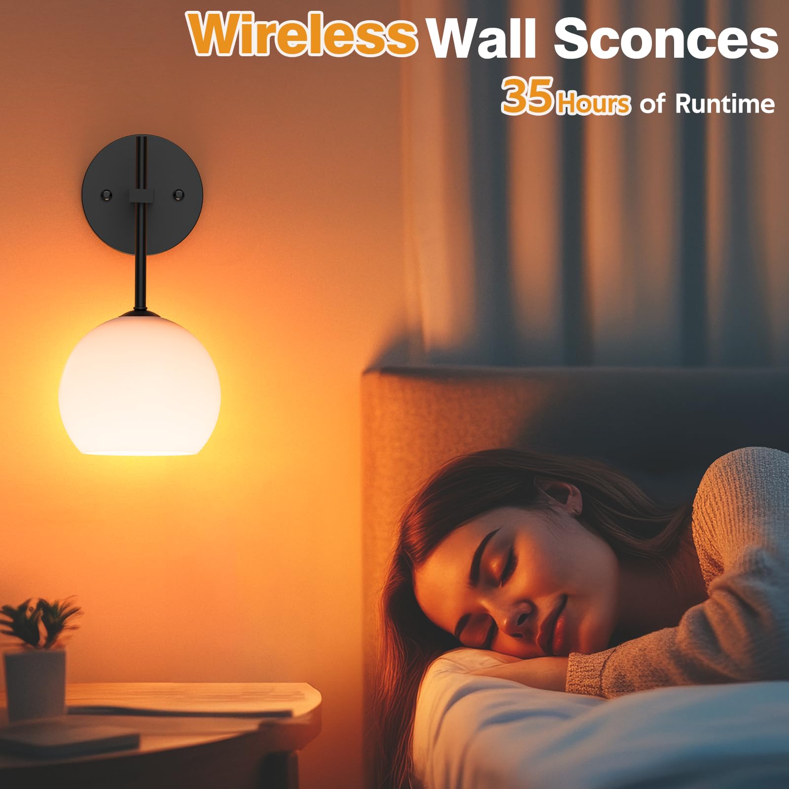 Wireless Battery Operated Wall Sconces Set of 2 with Remote, 12 RGB Colors & 3 CCT, Upward/Downward Installation - Frosted Glass - Home & Garden > Lighting > Wall Lights - Rivercity House & Home Co. (ABN 18 642 972 209) - Affordable Modern Furniture Australia