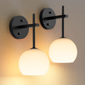 Wireless Battery Operated Wall Sconces Set of 2 with Remote, 12 RGB Colors & 3 CCT, Upward/Downward Installation - Frosted Glass