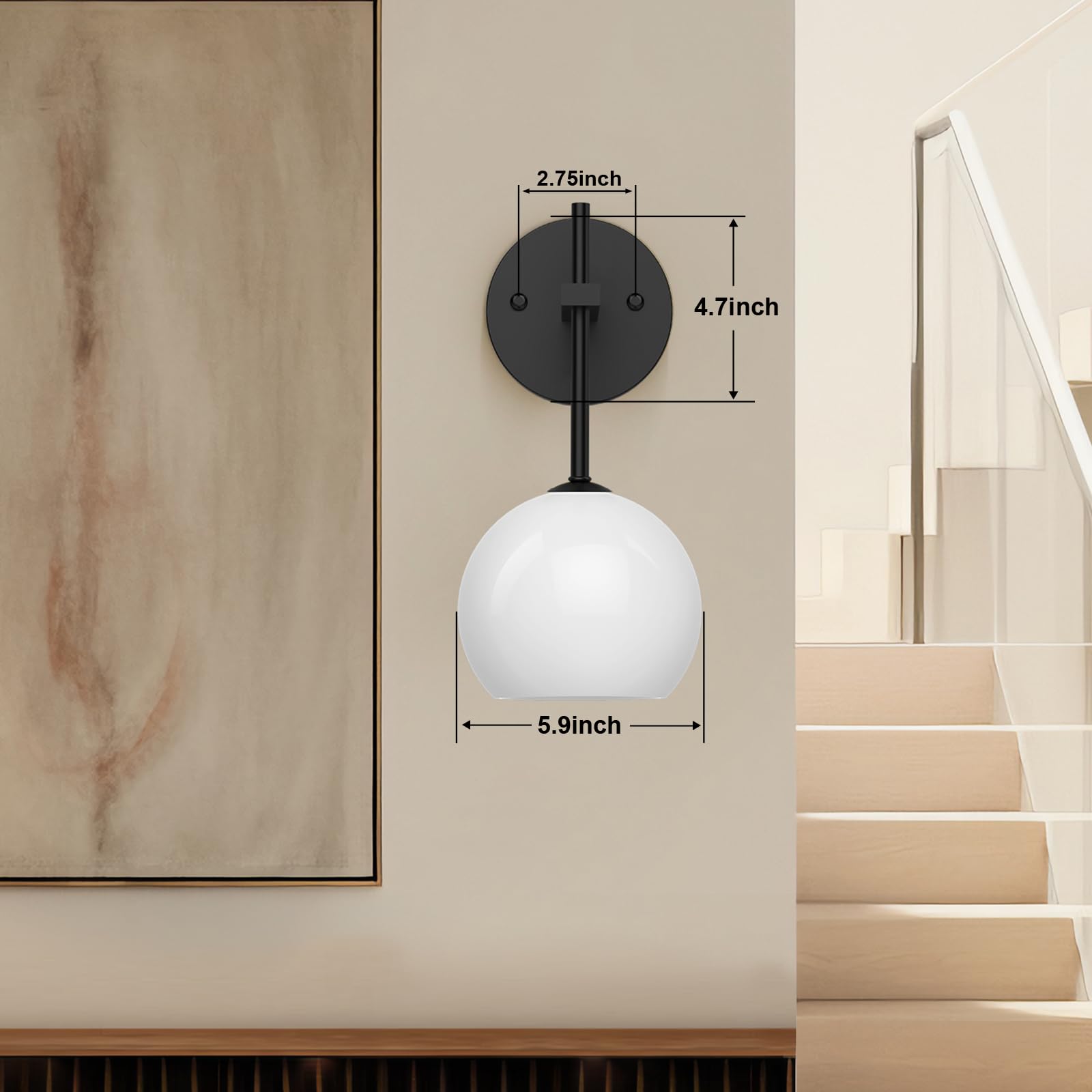 Wireless Battery Operated Wall Sconces Set of 2 with Remote, 12 RGB Colors & 3 CCT, Upward/Downward Installation - Frosted Glass - Home & Garden > Lighting > Wall Lights - Rivercity House & Home Co. (ABN 18 642 972 209) - Affordable Modern Furniture Australia