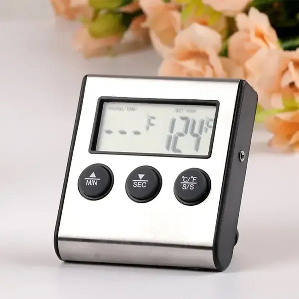 Wireless Digital Meat Thermometer with Probe, Timer & LCD Display for BBQ, Oven & Kitchen - Black - Home & Garden > BBQ > BBQ Tools - Rivercity House & Home Co. (ABN 18 642 972 209) - Affordable Modern Furniture Australia