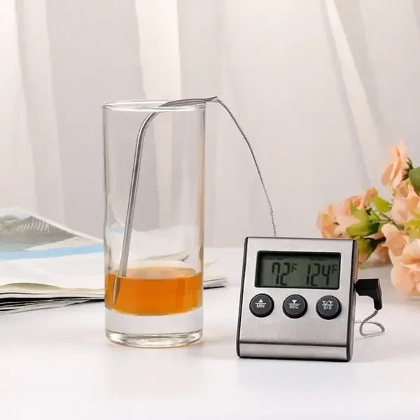 Wireless Digital Meat Thermometer with Probe, Timer & LCD Display for BBQ, Oven & Kitchen - Black - Home & Garden > BBQ > BBQ Tools - Rivercity House & Home Co. (ABN 18 642 972 209) - Affordable Modern Furniture Australia