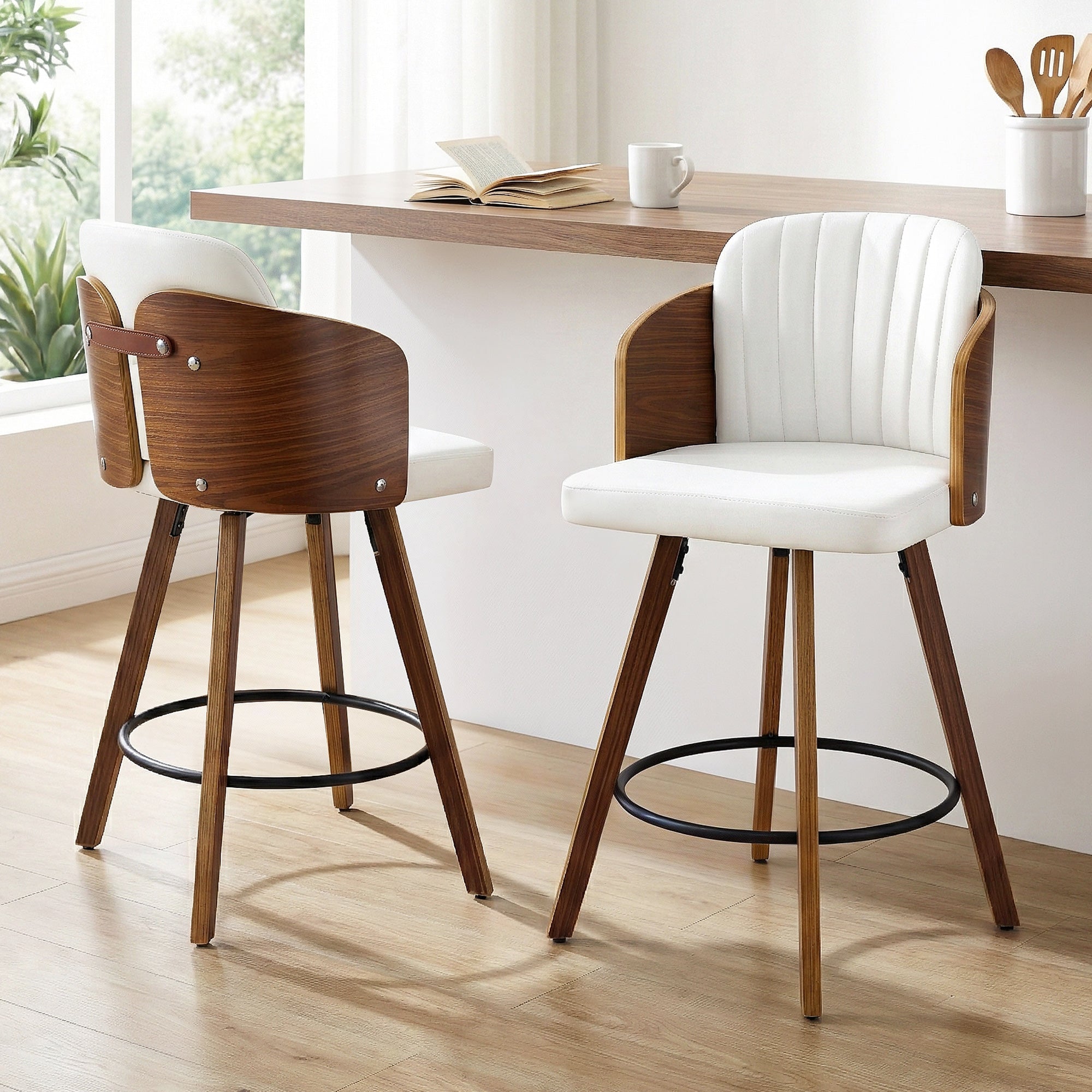 Wooden Bar Stools Swivel Kitchen Counter Stool Chair 58cm Seat Height - Furniture > Bar Stools & Chairs > Table & Bar Stools - Rivercity House & Home Co. (ABN 18 642 972 209) - Affordable Modern Furniture Australia