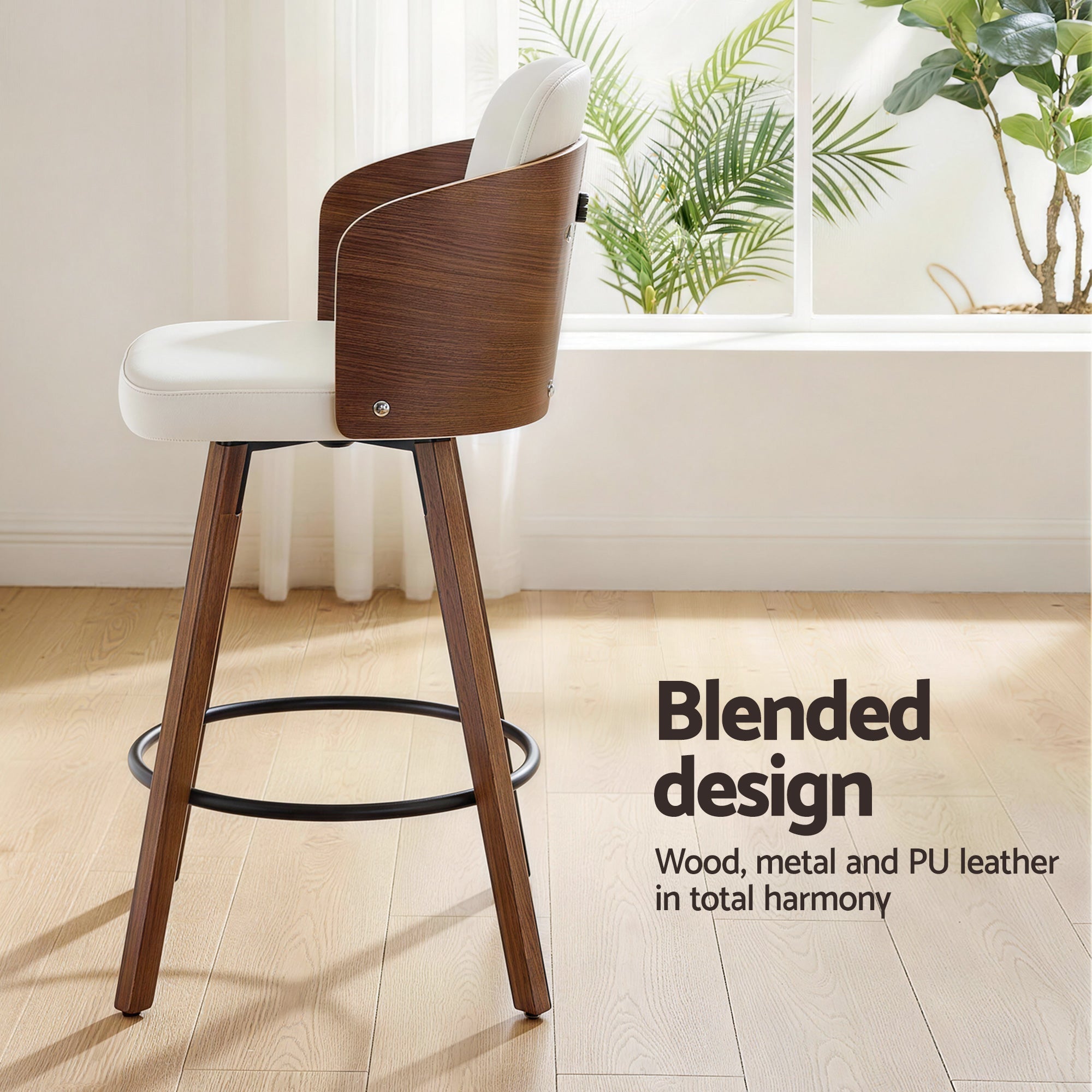 Wooden Bar Stools Swivel Kitchen Counter Stool Chair 58cm Seat Height - Furniture > Bar Stools & Chairs > Table & Bar Stools - Rivercity House & Home Co. (ABN 18 642 972 209) - Affordable Modern Furniture Australia