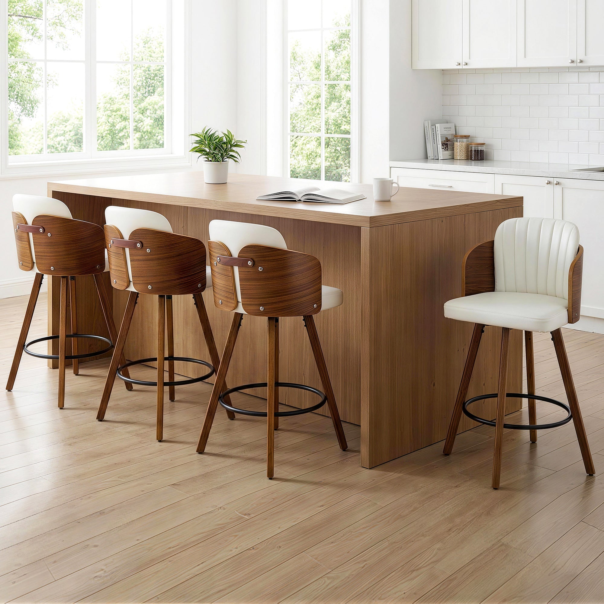 Wooden Bar Stools Swivel Kitchen Counter Stool Chair 58cm Seat Height - Furniture > Bar Stools & Chairs > Table & Bar Stools - Rivercity House & Home Co. (ABN 18 642 972 209) - Affordable Modern Furniture Australia