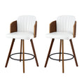 Swivel Wooden Bar Stools 58cm Kitchen Counter Chairs - White