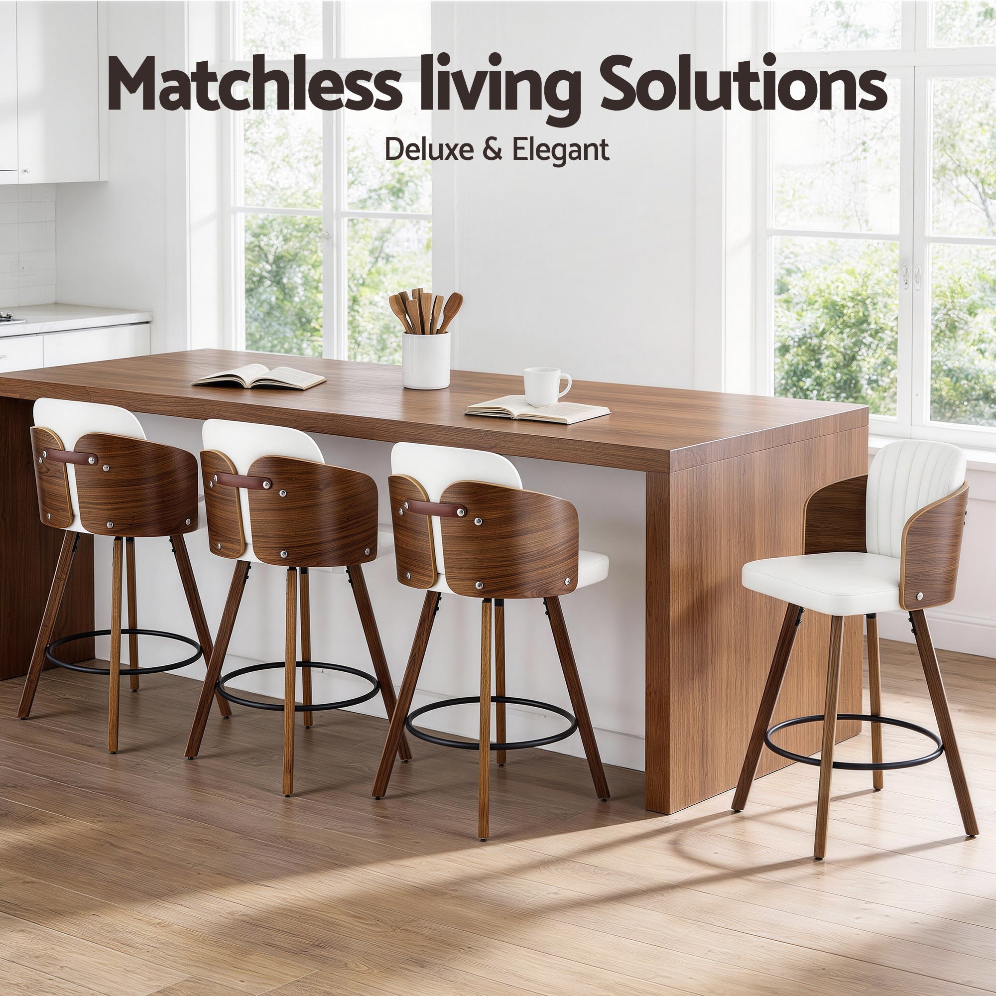 Wooden Bar Stools Swivel Kitchen Counter Stool Chair 58cm Seat Height - Furniture > Bar Stools & Chairs > Table & Bar Stools - Rivercity House & Home Co. (ABN 18 642 972 209) - Affordable Modern Furniture Australia