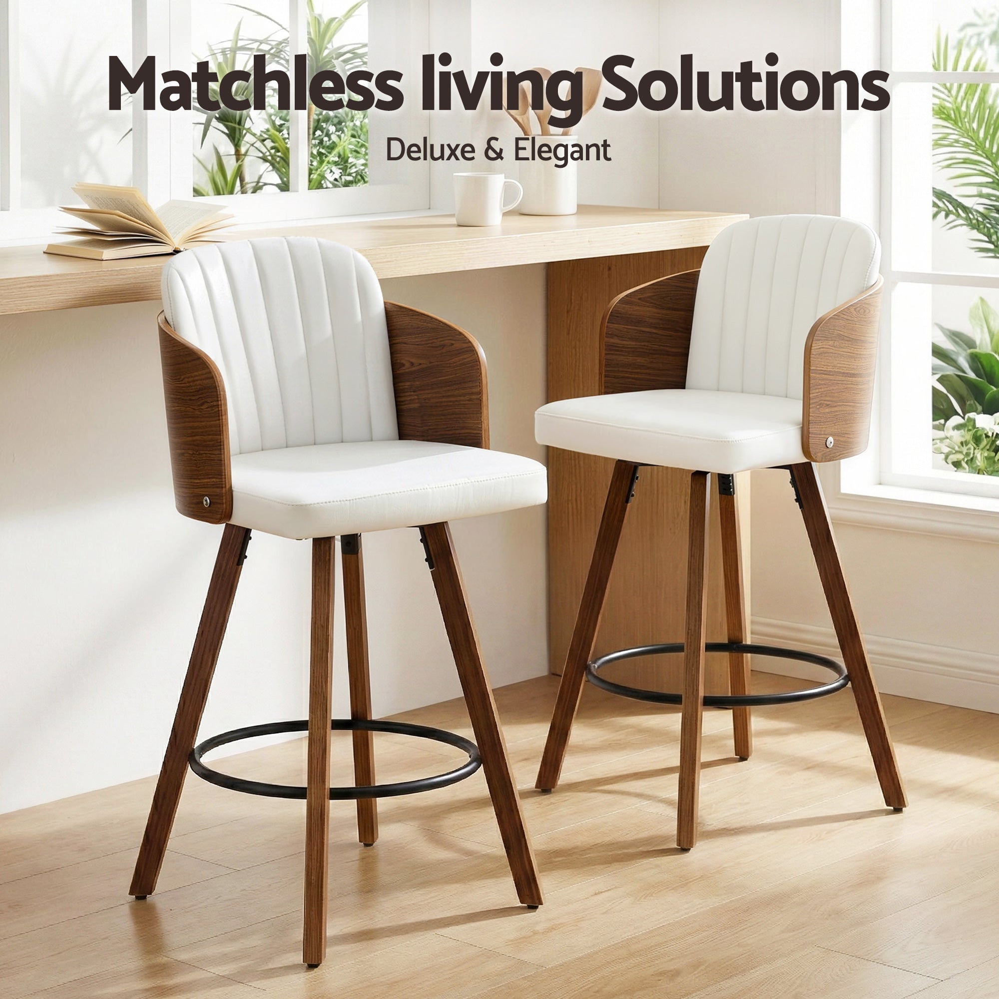 Wooden Bar Stools Swivel Kitchen Counter Stool Chair 58cm Seat Height - Furniture > Bar Stools & Chairs > Table & Bar Stools - Rivercity House & Home Co. (ABN 18 642 972 209) - Affordable Modern Furniture Australia