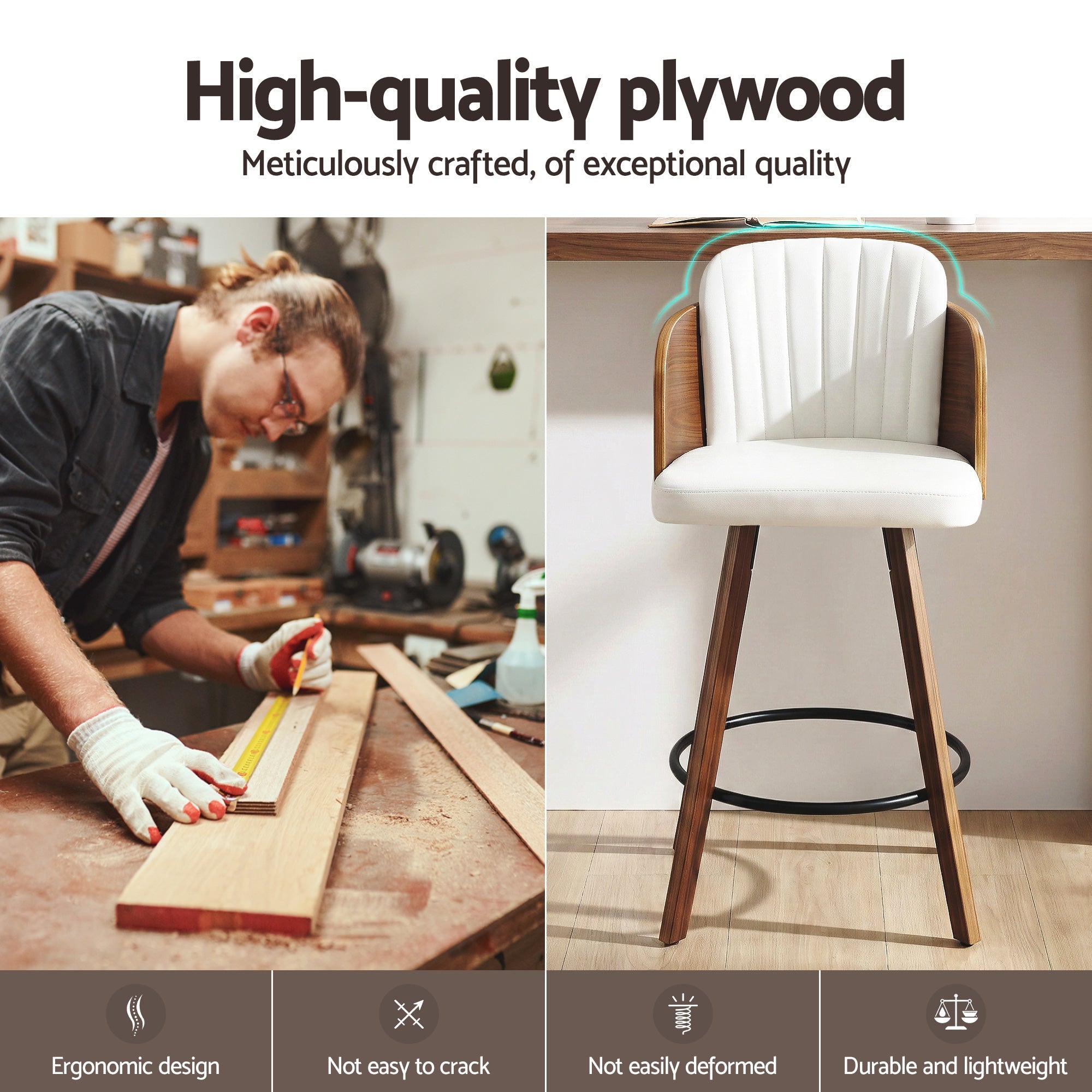 Wooden Bar Stools Swivel Kitchen Counter Stool Chair 58cm Seat Height - Furniture > Bar Stools & Chairs > Table & Bar Stools - Rivercity House & Home Co. (ABN 18 642 972 209) - Affordable Modern Furniture Australia