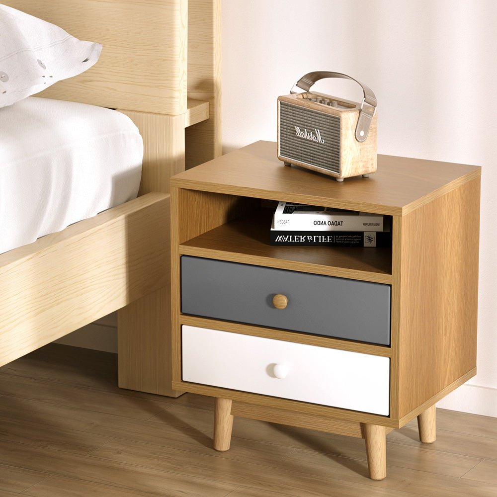 Wooden Bedside Table - Rivercity House & Home Co. (ABN 18 642 972 209) - Affordable Modern Furniture Australia