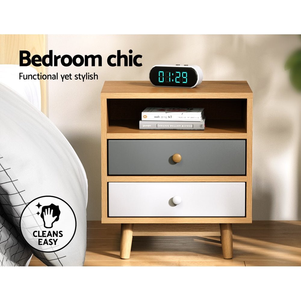 Wooden Bedside Table - Rivercity House & Home Co. (ABN 18 642 972 209) - Affordable Modern Furniture Australia
