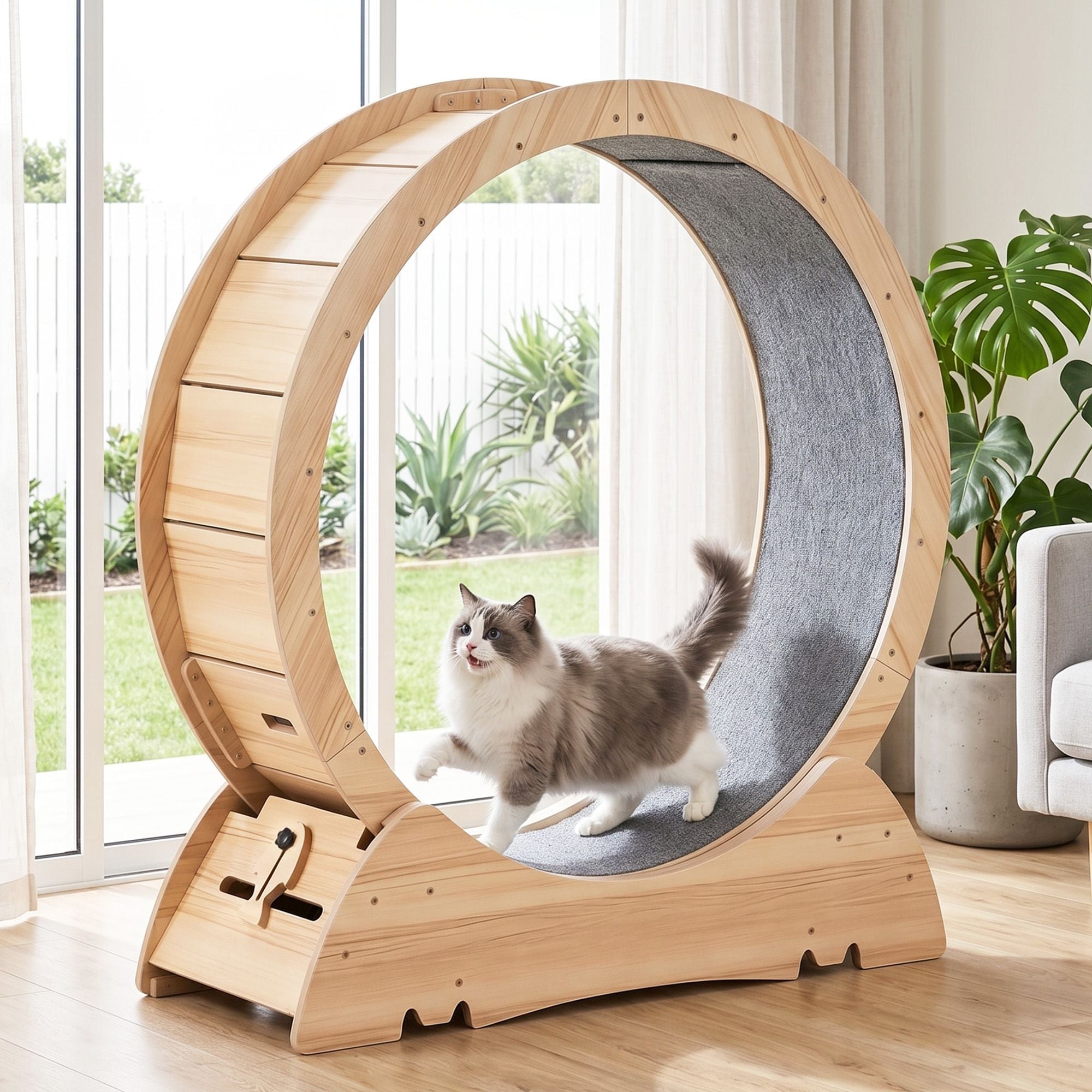 Wooden Cat Exercise Wheel 91cm Large Indoor Treadmill - Natural - Pet Care > Cat Supplies > Cat Furniture - Rivercity House & Home Co. (ABN 18 642 972 209) - Affordable Modern Furniture Australia