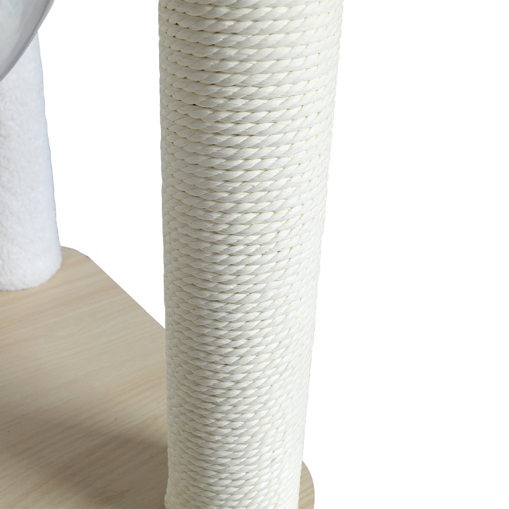 Wooden Cat Tree with Scratching Posts and Toys - Natural - Rivercity House & Home Co. (ABN 18 642 972 209) - Affordable Modern Furniture Australia