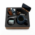 Wooden Couch Cup Holder Tray with Silicone Insert and Phone Stand 25cm - Natural