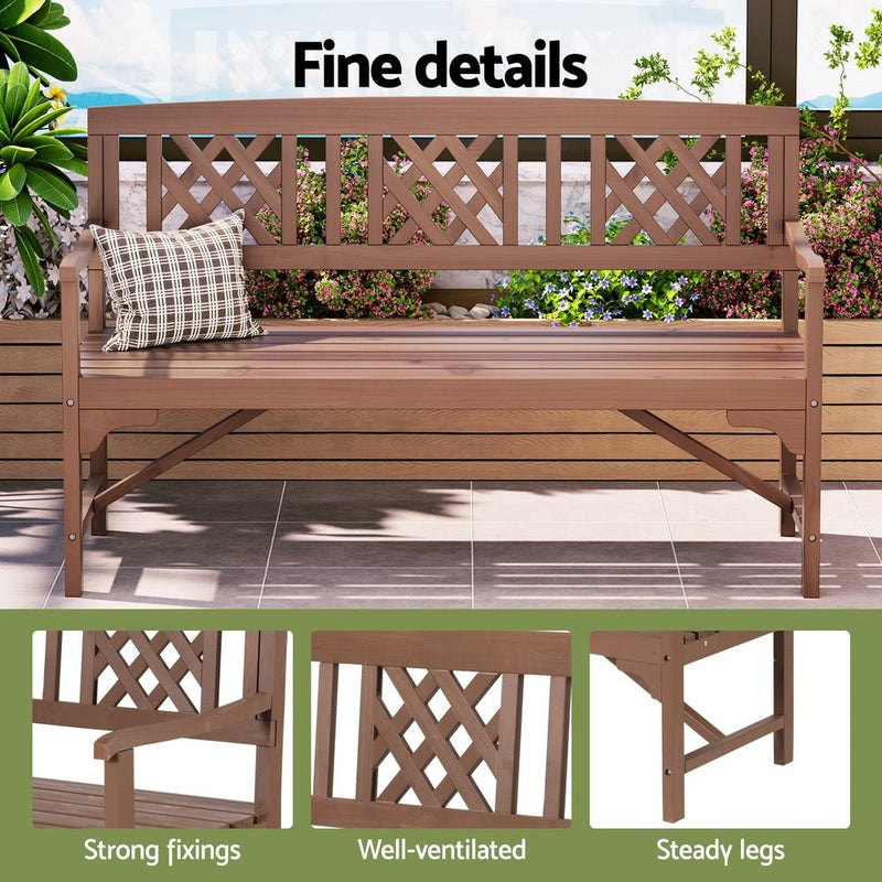 Wooden Garden Bench 3 Seat Patio Furniture Timber Outdoor Lounge Chair Natural - Rivercity House & Home Co. (ABN 18 642 972 209) - Affordable Modern Furniture Australia