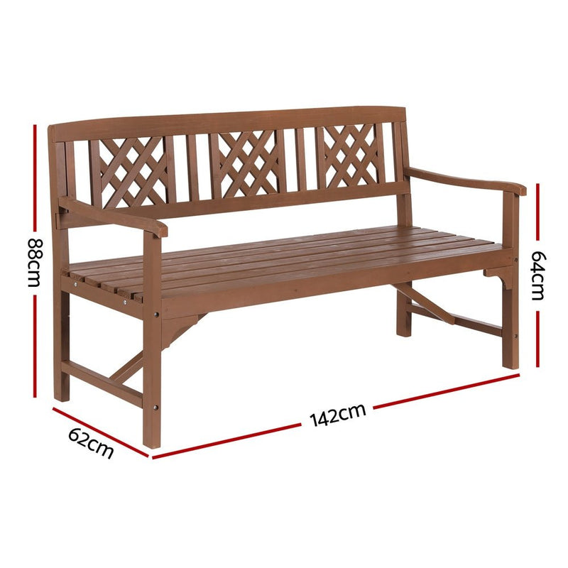 Wooden Garden Bench 3 Seat Patio Furniture Timber Outdoor Lounge Chair Natural - Rivercity House & Home Co. (ABN 18 642 972 209) - Affordable Modern Furniture Australia