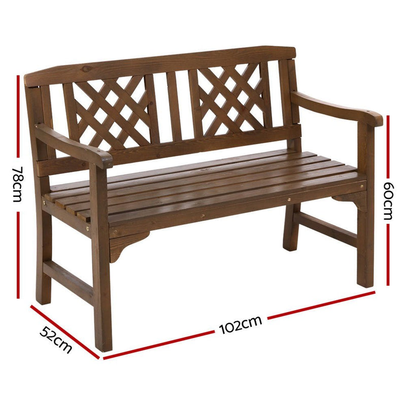 Wooden Garden Bench (Brown) - Rivercity House & Home Co. (ABN 18 642 972 209) - Affordable Modern Furniture Australia