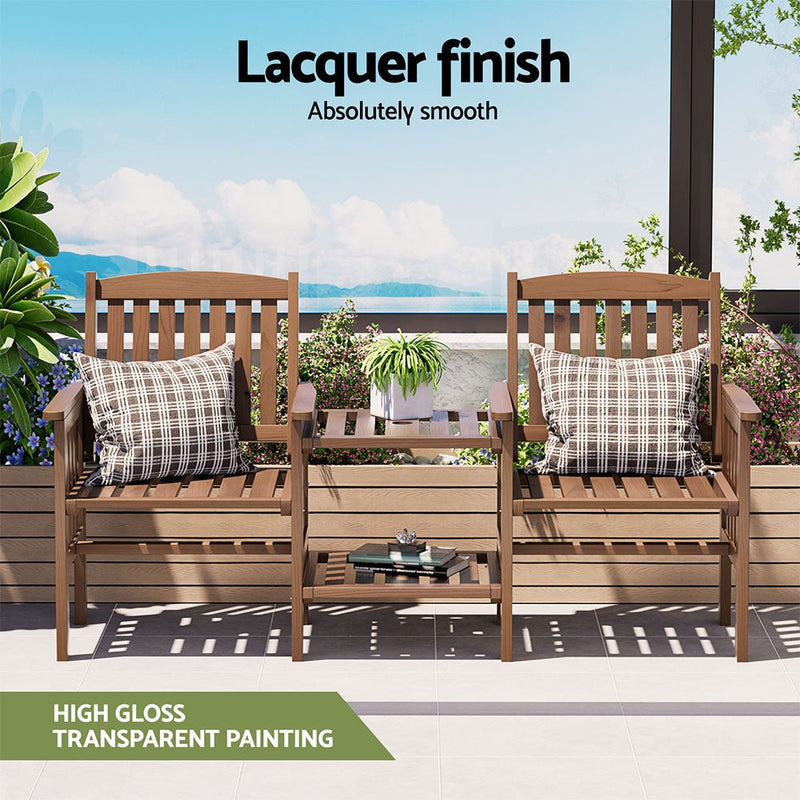 Wooden Garden Bench Loveseat Brown - Rivercity House & Home Co. (ABN 18 642 972 209) - Affordable Modern Furniture Australia