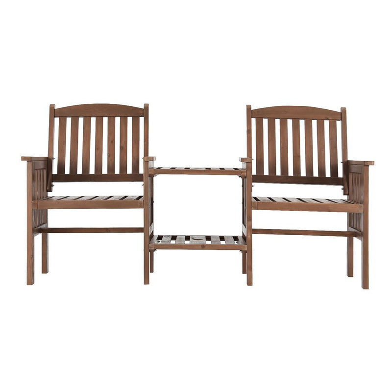 Wooden Garden Bench Loveseat Brown - Rivercity House & Home Co. (ABN 18 642 972 209) - Affordable Modern Furniture Australia