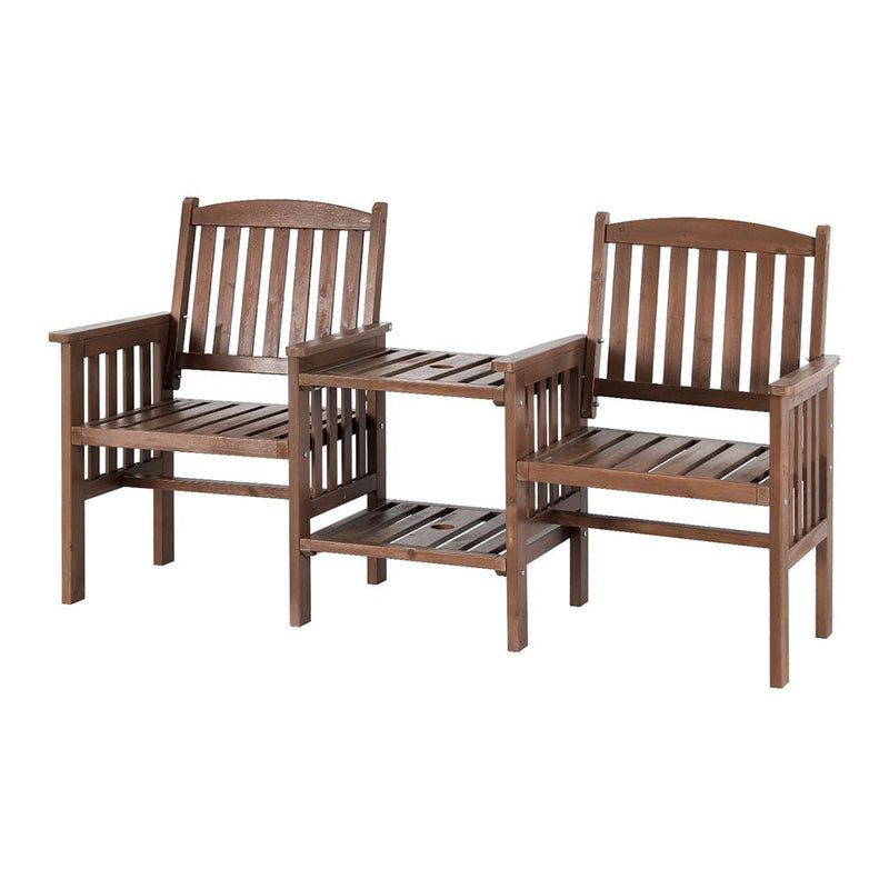 Wooden Garden Bench Loveseat Brown - Rivercity House & Home Co. (ABN 18 642 972 209) - Affordable Modern Furniture Australia