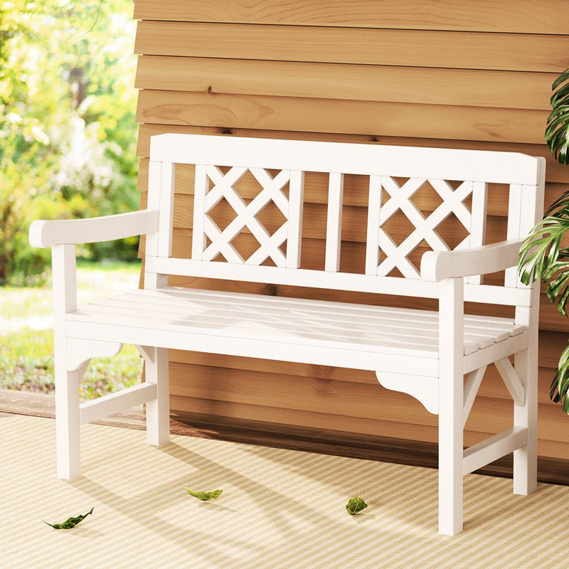 Wooden Garden Bench (White) - Rivercity House & Home Co. (ABN 18 642 972 209) - Affordable Modern Furniture Australia