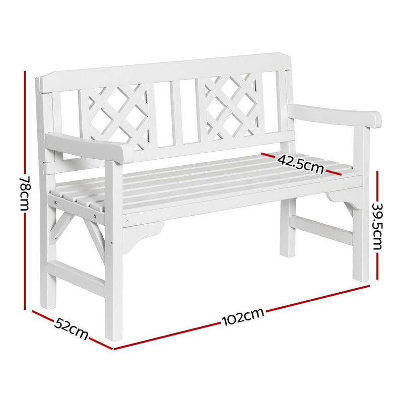 Wooden Garden Bench (White) - Rivercity House & Home Co. (ABN 18 642 972 209) - Affordable Modern Furniture Australia