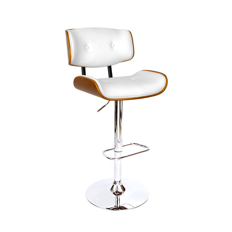 Wooden Gas Lift Bar Stool - White and Chrome - Rivercity House & Home Co. (ABN 18 642 972 209) - Affordable Modern Furniture Australia