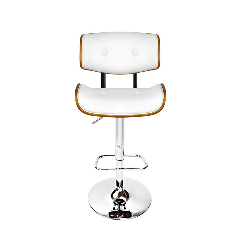 Wooden Gas Lift Bar Stool - White and Chrome - Rivercity House & Home Co. (ABN 18 642 972 209) - Affordable Modern Furniture Australia