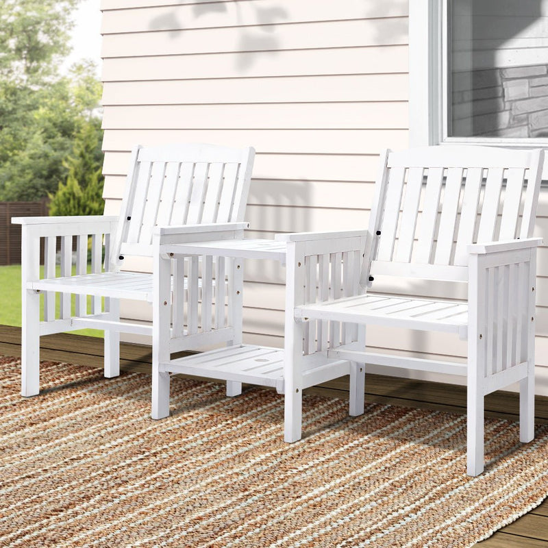 Wooden Love Seat Bench (White) - Furniture - Rivercity House & Home Co. (ABN 18 642 972 209) - Affordable Modern Furniture Australia