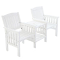 Wooden Love Seat Bench (White)