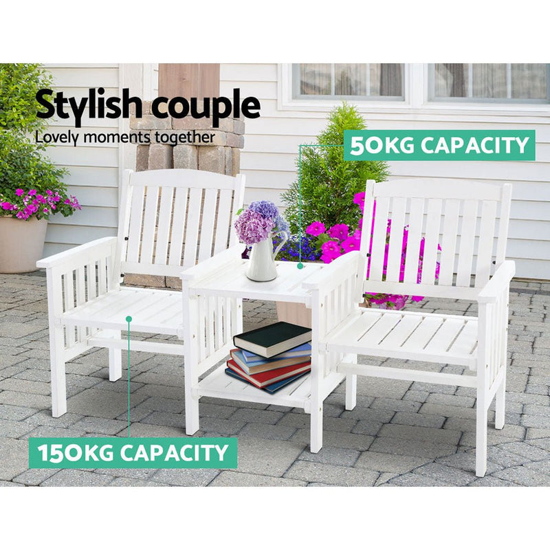 Wooden Love Seat Bench (White) - Furniture - Rivercity House & Home Co. (ABN 18 642 972 209) - Affordable Modern Furniture Australia