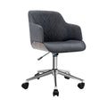 Wooden Mid Back Office Chair (Dark Grey & Green)