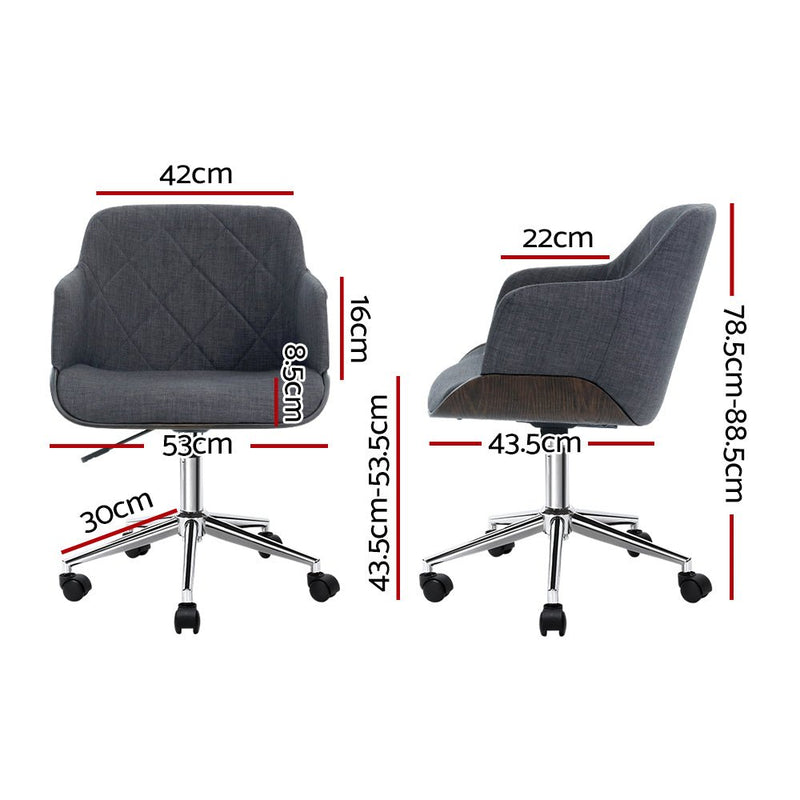 Wooden Mid Back Office Chair (Dark Grey & Green) - Rivercity House & Home Co. (ABN 18 642 972 209) - Affordable Modern Furniture Australia