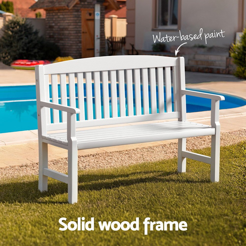 Wooden Outdoor Garden Bench Seat White - Furniture > Outdoor - Rivercity House & Home Co. (ABN 18 642 972 209) - Affordable Modern Furniture Australia