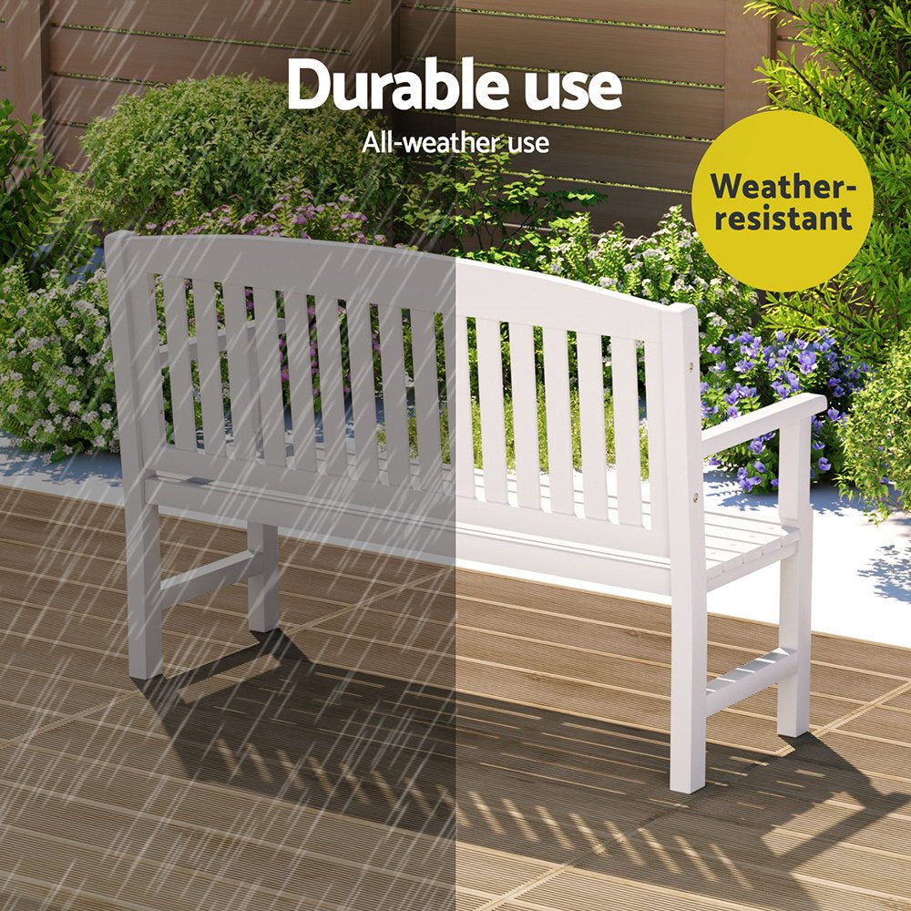 Wooden Outdoor Garden Bench Seat White - Furniture > Outdoor - Rivercity House & Home Co. (ABN 18 642 972 209) - Affordable Modern Furniture Australia