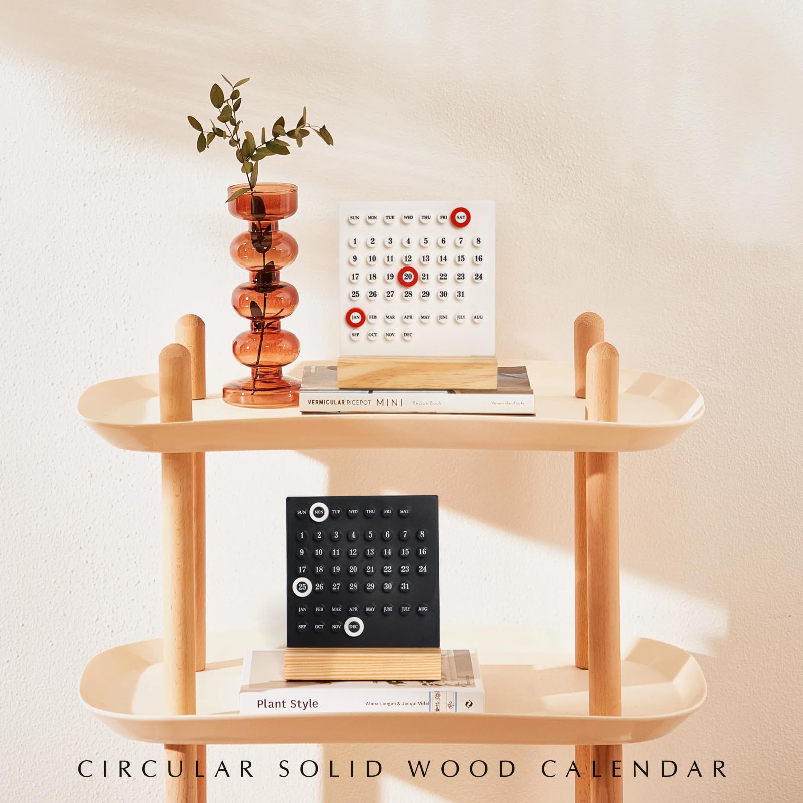Wooden Perpetual Desk Calendar Table Date Indicator - White - Home & Garden > Home Office Accessories > Calendars, Organisers & Planners - Rivercity House & Home Co. (ABN 18 642 972 209) - Affordable Modern Furniture Australia
