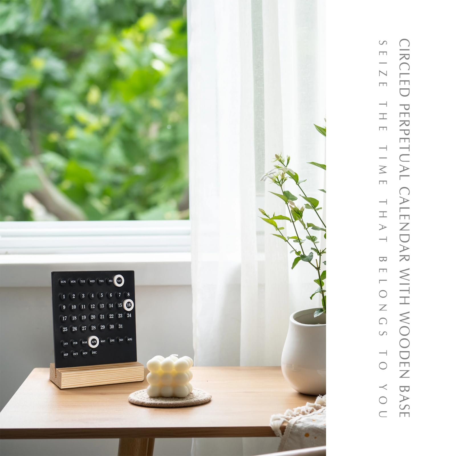 Wooden Perpetual Desk Calendar Table Date Indicator - White - Home & Garden > Home Office Accessories > Calendars, Organisers & Planners - Rivercity House & Home Co. (ABN 18 642 972 209) - Affordable Modern Furniture Australia