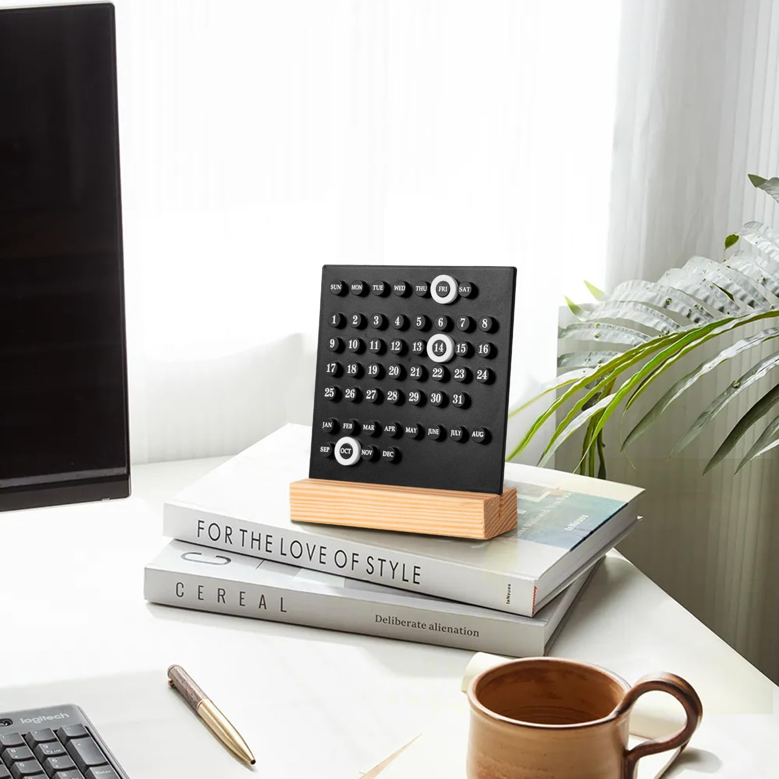 Wooden Perpetual Desk Calendar Table Date Indicator - White - Home & Garden > Home Office Accessories > Calendars, Organisers & Planners - Rivercity House & Home Co. (ABN 18 642 972 209) - Affordable Modern Furniture Australia