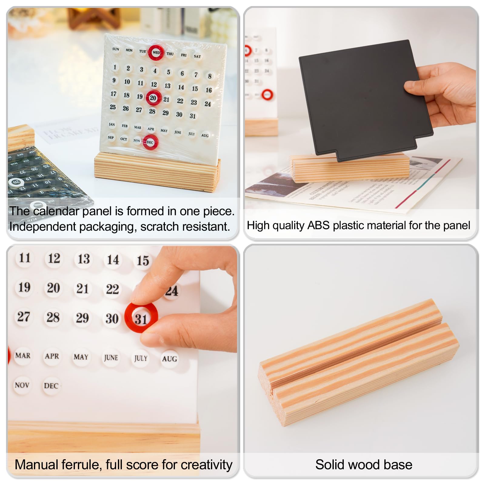 Wooden Perpetual Desk Calendar Table Date Indicator - White - Home & Garden > Home Office Accessories > Calendars, Organisers & Planners - Rivercity House & Home Co. (ABN 18 642 972 209) - Affordable Modern Furniture Australia