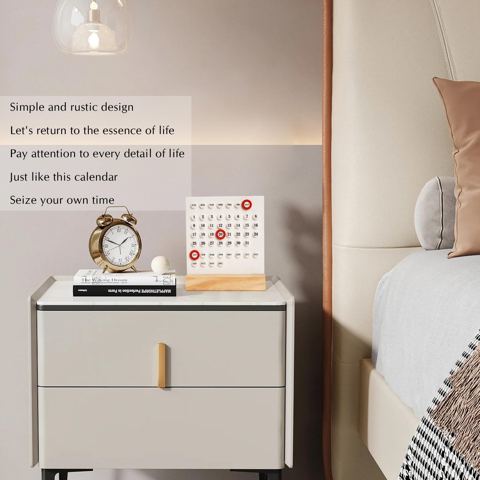 Wooden Perpetual Desk Calendar with Date Indicator - Black - Home & Garden > Home Office Accessories > Calendars, Organisers & Planners - Rivercity House & Home Co. (ABN 18 642 972 209) - Affordable Modern Furniture Australia