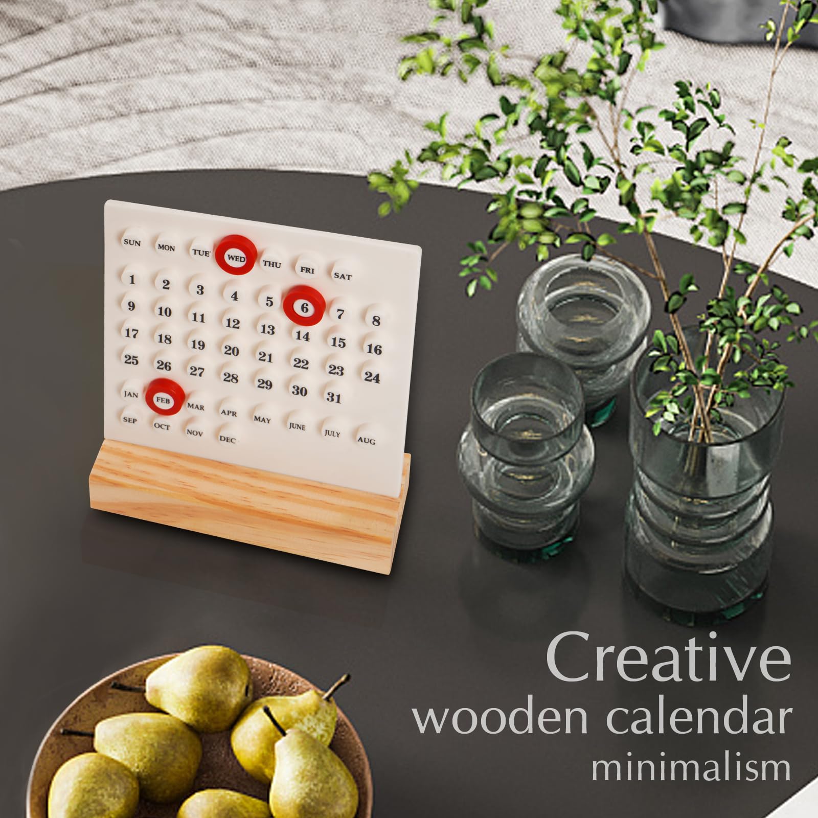Wooden Perpetual Desk Calendar with Date Indicator - Black - Home & Garden > Home Office Accessories > Calendars, Organisers & Planners - Rivercity House & Home Co. (ABN 18 642 972 209) - Affordable Modern Furniture Australia