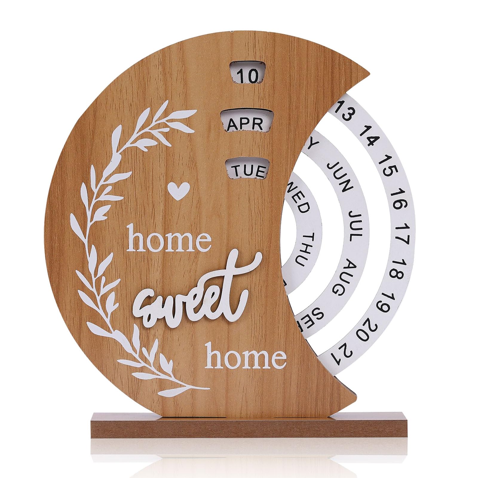 Wooden Perpetual Desk Calendar with Rotating Discs Home Sweet Home Design - Natural Wood - Home & Garden > Home Office Accessories > Calendars, Organisers & Planners - Rivercity House & Home Co. (ABN 18 642 972 209) - Affordable Modern Furniture Australia