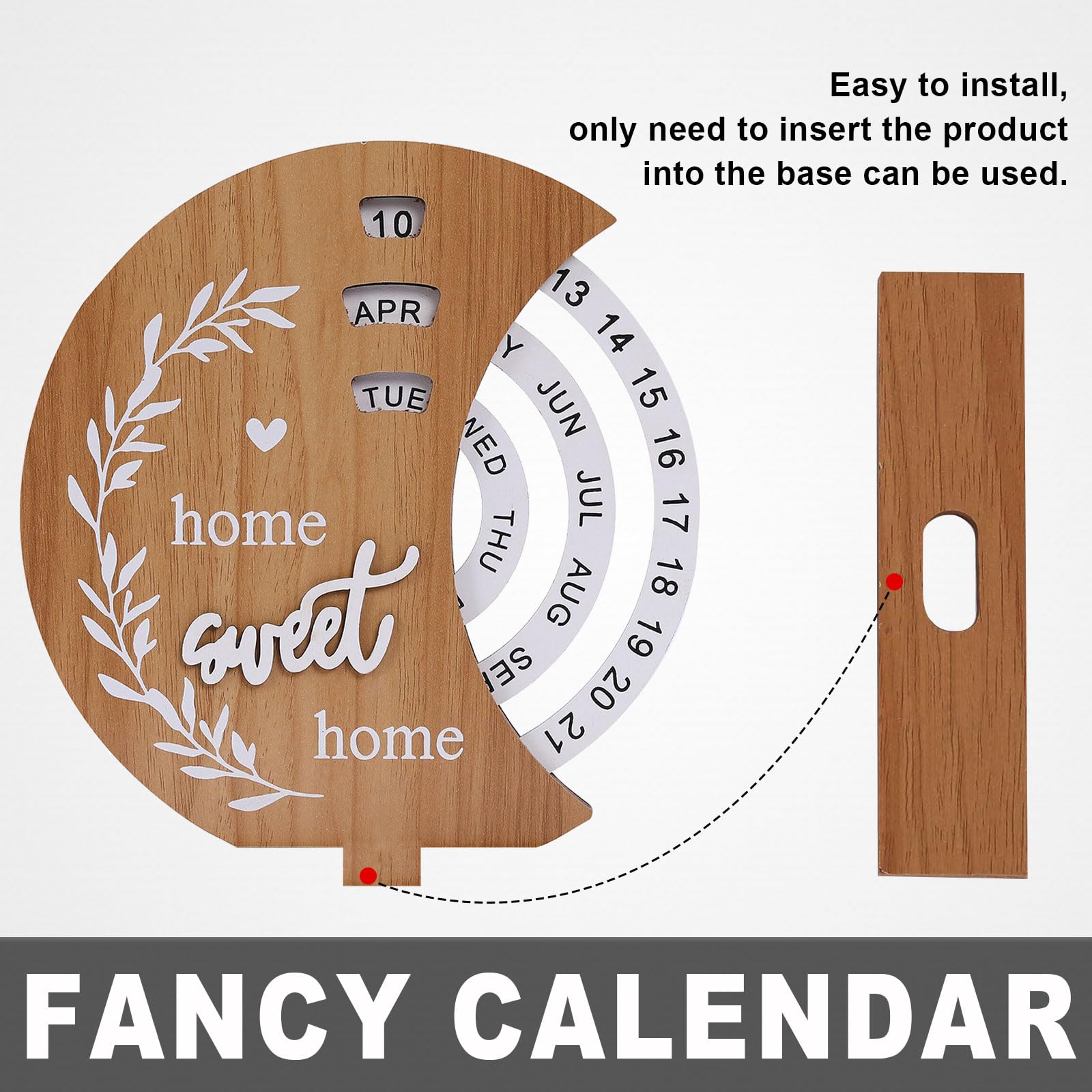 Wooden Perpetual Desk Calendar with Rotating Discs Home Sweet Home Design - Natural Wood - Home & Garden > Home Office Accessories > Calendars, Organisers & Planners - Rivercity House & Home Co. (ABN 18 642 972 209) - Affordable Modern Furniture Australia