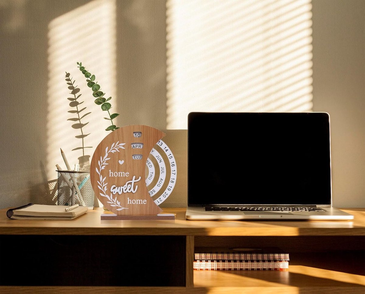 Wooden Perpetual Rotating Calendar for Home Office Decor - Moon - Home & Garden > Home Office Accessories > Calendars, Organisers & Planners - Rivercity House & Home Co. (ABN 18 642 972 209) - Affordable Modern Furniture Australia