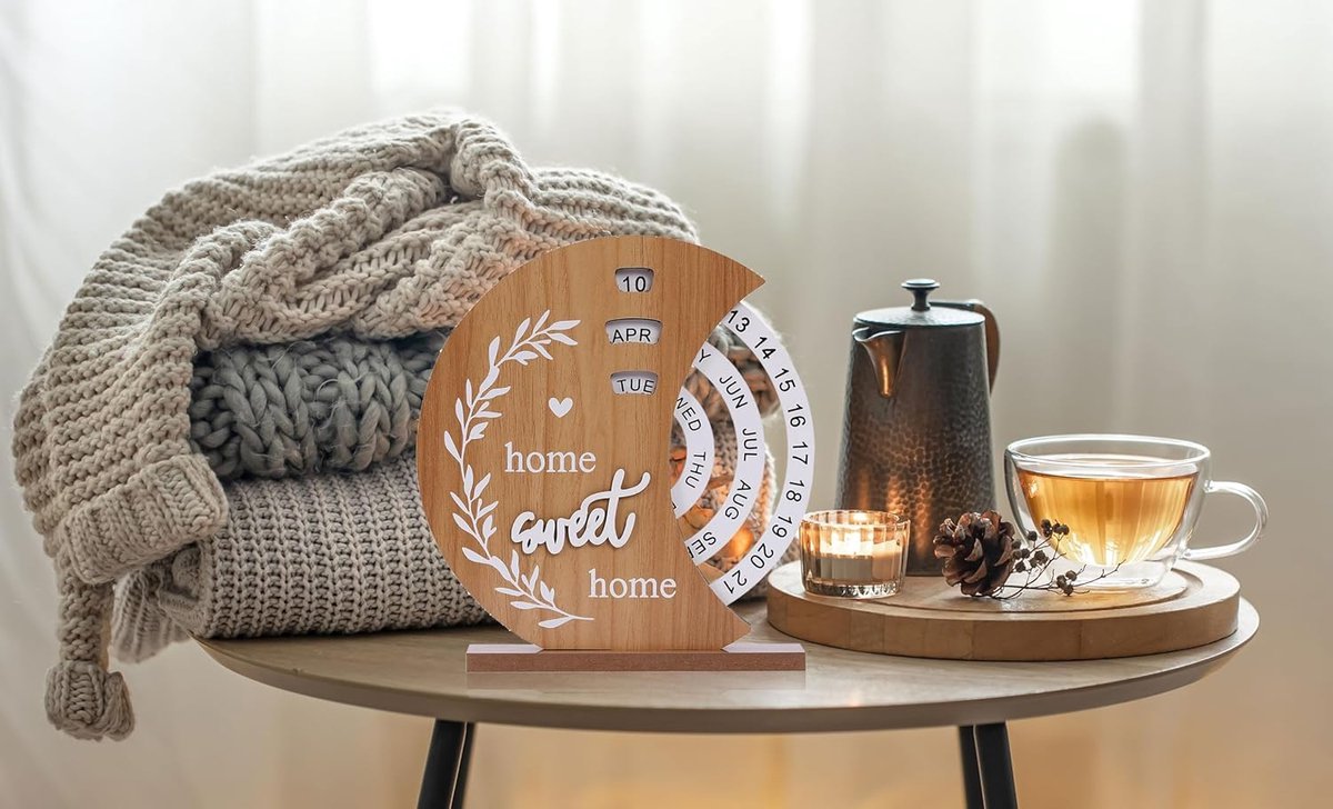 Wooden Perpetual Rotating Calendar for Home Office Decor - Moon - Home & Garden > Home Office Accessories > Calendars, Organisers & Planners - Rivercity House & Home Co. (ABN 18 642 972 209) - Affordable Modern Furniture Australia