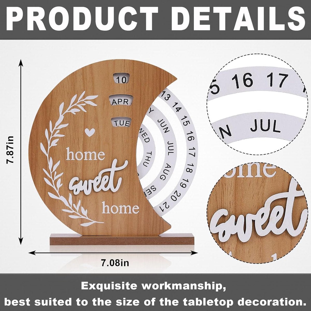 Wooden Perpetual Rotating Calendar for Home Office Decor - Moon - Home & Garden > Home Office Accessories > Calendars, Organisers & Planners - Rivercity House & Home Co. (ABN 18 642 972 209) - Affordable Modern Furniture Australia