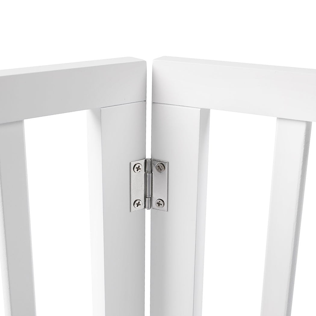 Wooden Pet Gate Foldable Dog Fence 6 Panels - White - Rivercity House & Home Co. (ABN 18 642 972 209) - Affordable Modern Furniture Australia