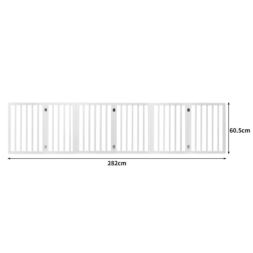 Wooden Pet Gate Foldable Dog Fence 6 Panels - White - Rivercity House & Home Co. (ABN 18 642 972 209) - Affordable Modern Furniture Australia