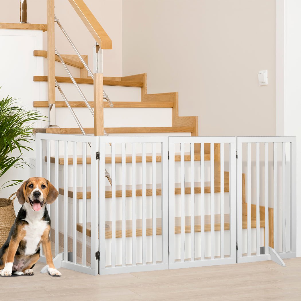 Wooden Pet Gate Foldable Dog Fence Safety 800x 3MM - White - Rivercity House & Home Co. (ABN 18 642 972 209) - Affordable Modern Furniture Australia